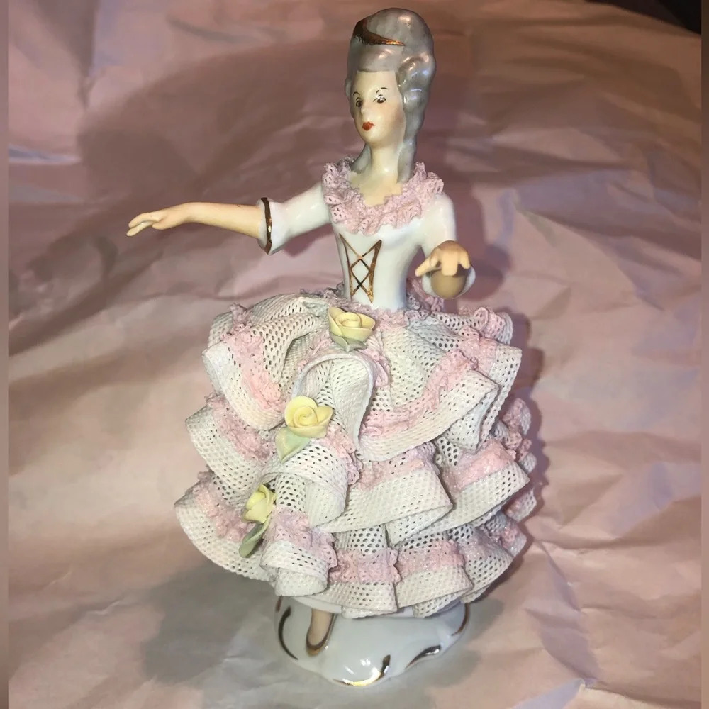 Vintage Germany Dresden Lace Porcelain Figurine